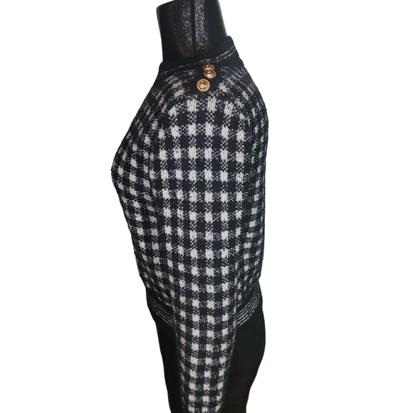 Philosophy Black & White Plaid Check Sweater M - Picture 5 of 7